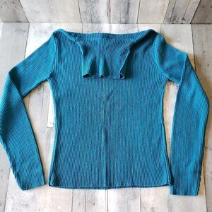 Expressions Teal Ribbed Sweater Turtleneck - Size L